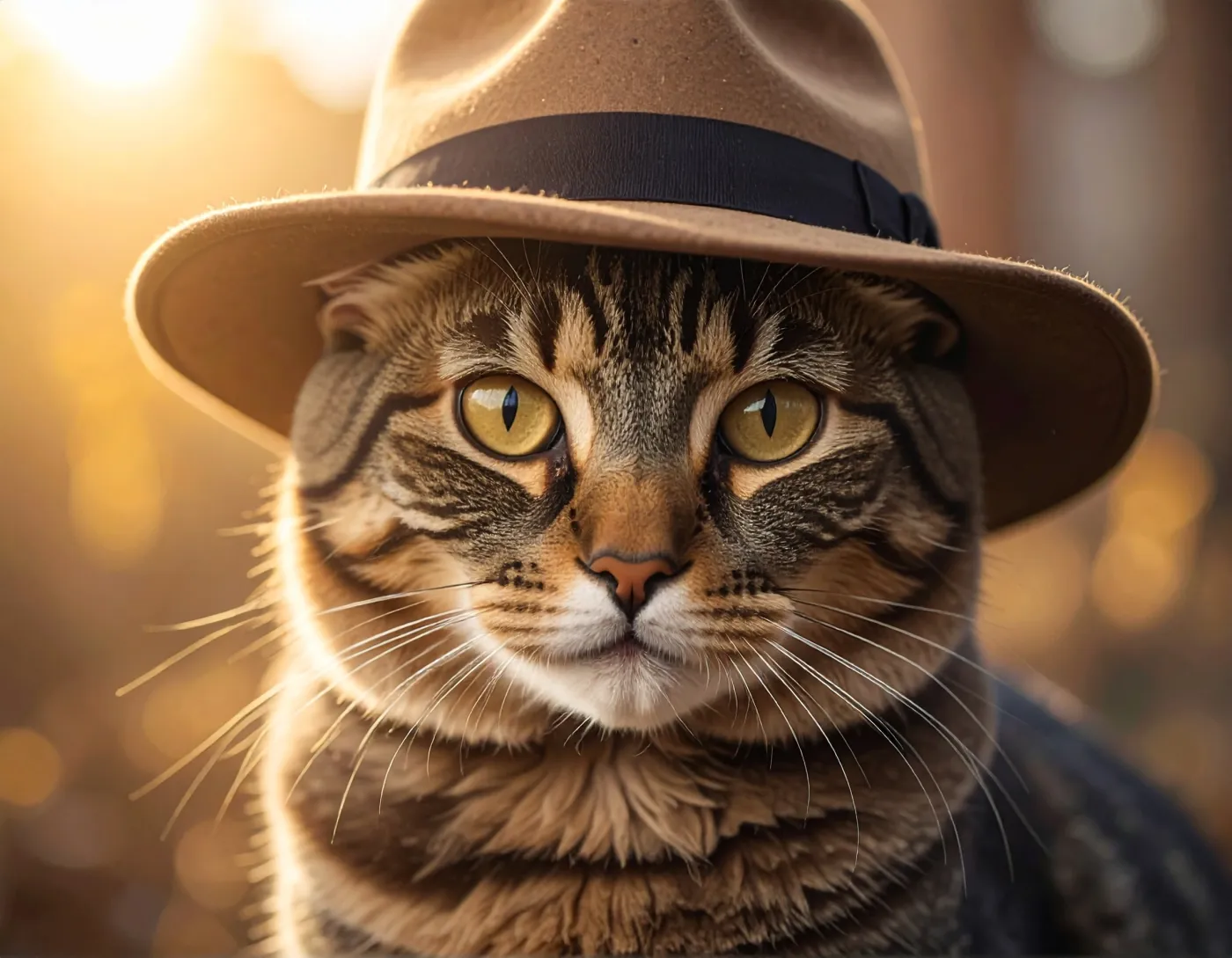 Tabby cat in a hat from an Adobe Firefly test fixture